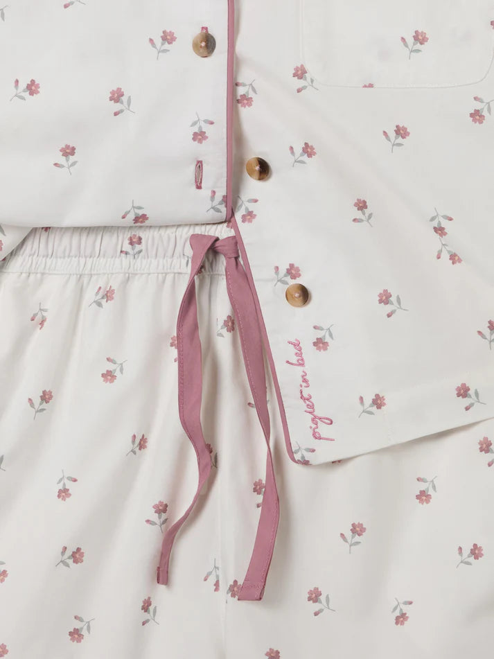 Pearl Posy Bud Cotton Shorts Set