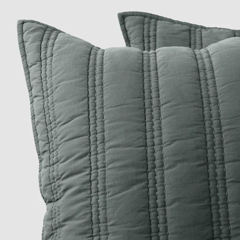 Organic Stonewashed Percale Channel Quilt & Sham Set