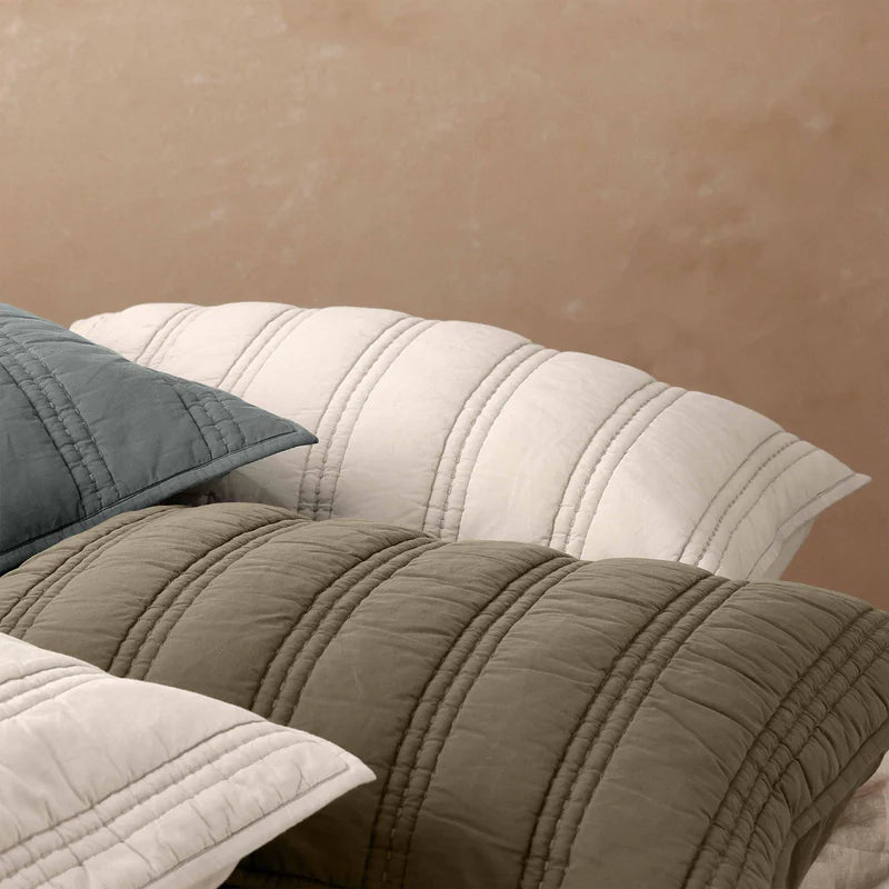 Organic Stonewashed Percale Channel Quilt & Sham Set